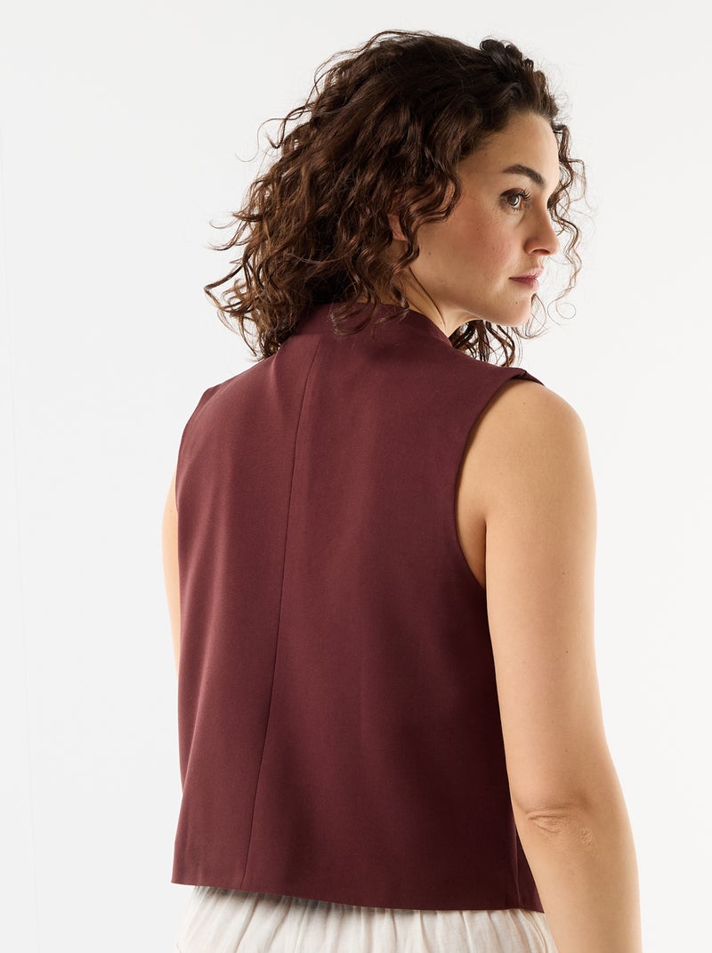 Mouwloos kostuumgilet met asymmetrische opening Bruin - Kiabi