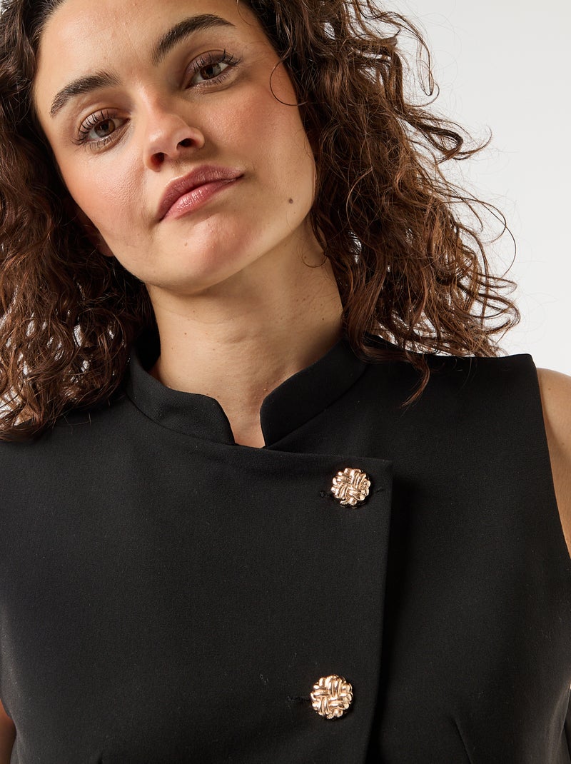 Mouwloos kostuumgilet met asymmetrische opening Zwart - Kiabi