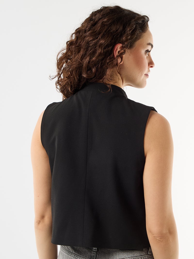 Mouwloos kostuumgilet met asymmetrische opening Zwart - Kiabi