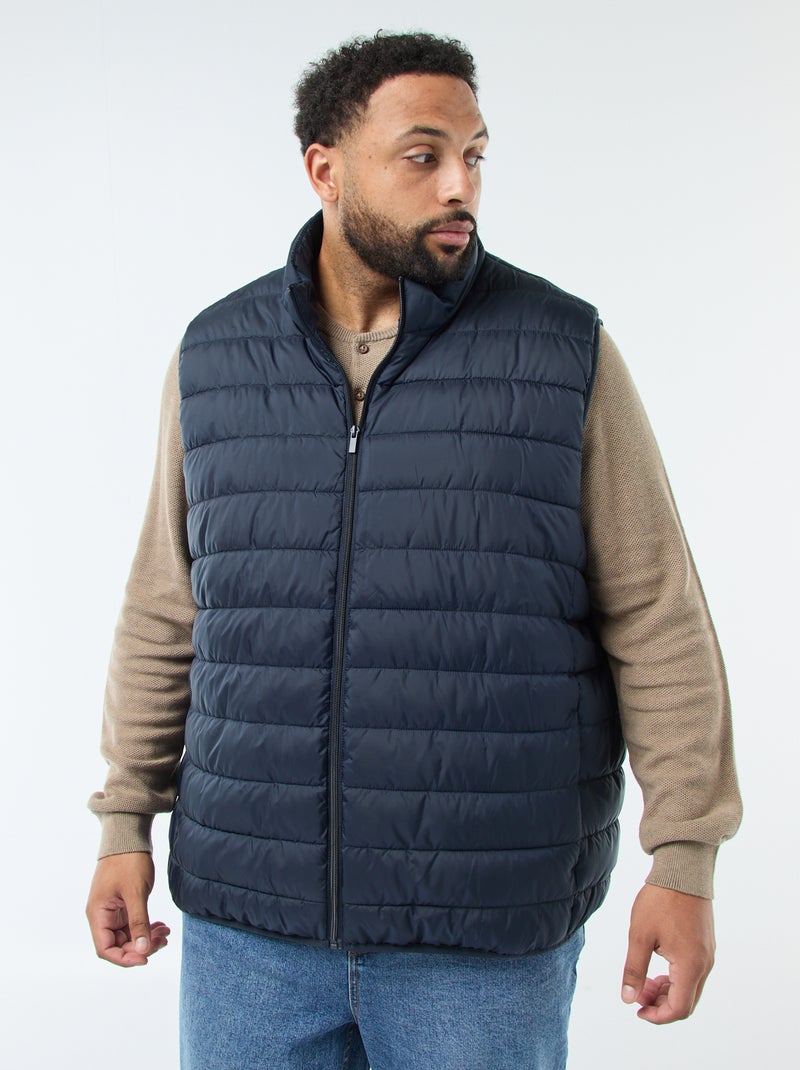 Mouwloos licht donsjack met opstaande kraag Blauw - Kiabi