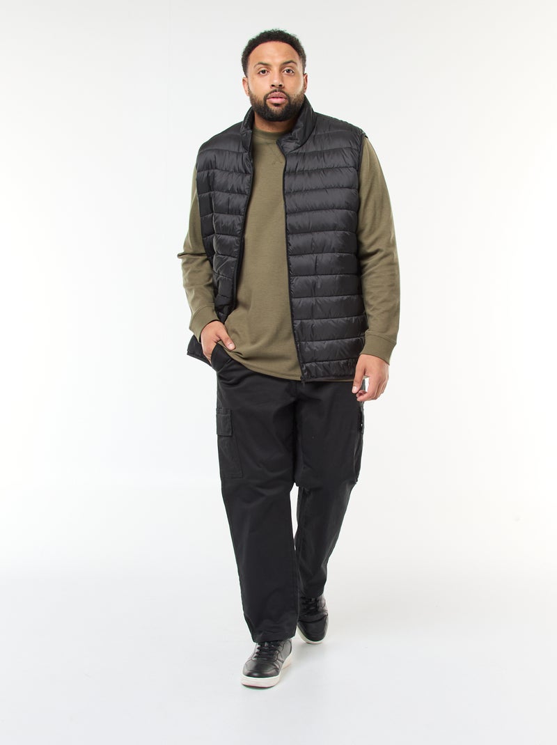 Mouwloos licht donsjack met opstaande kraag zwart - Kiabi