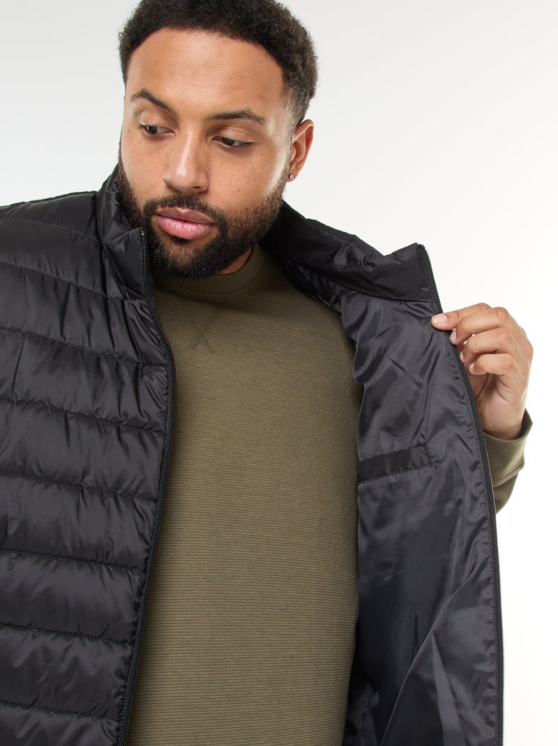 Mouwloos licht donsjack met opstaande kraag zwart - Kiabi