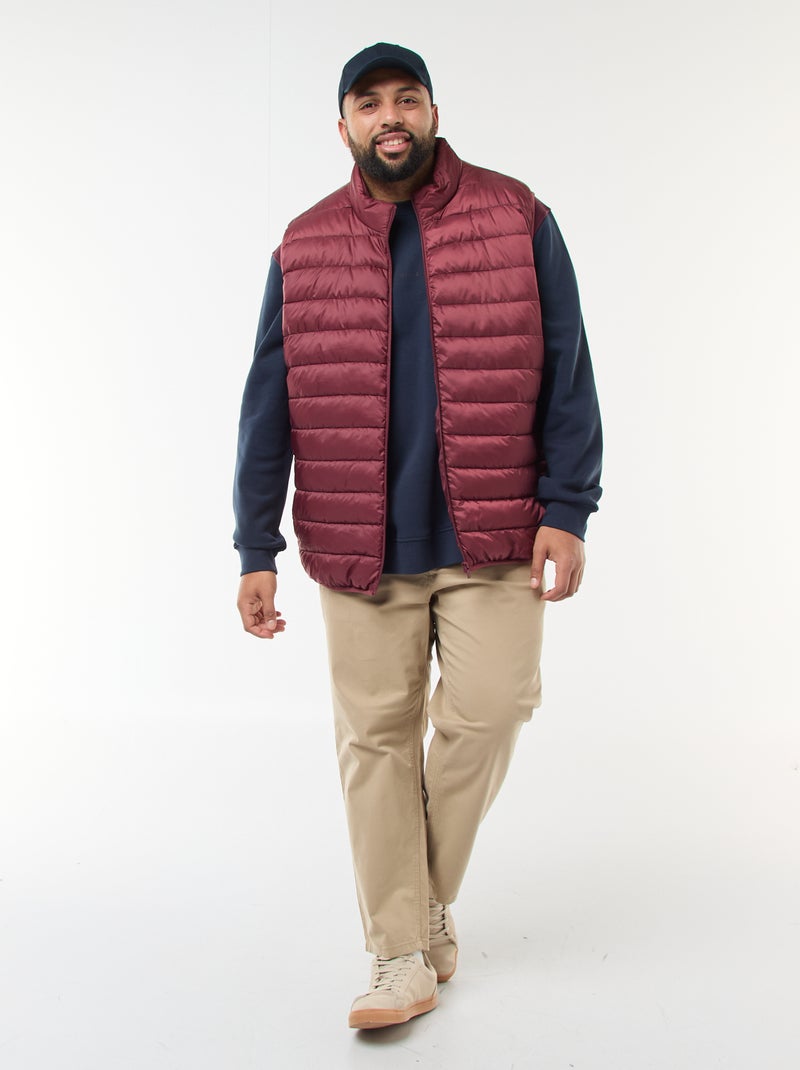 Mouwloos licht donsjas met opstaande kraag Rood - Kiabi