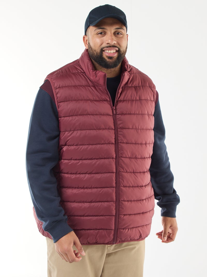 Mouwloos licht donsjas met opstaande kraag Rood - Kiabi