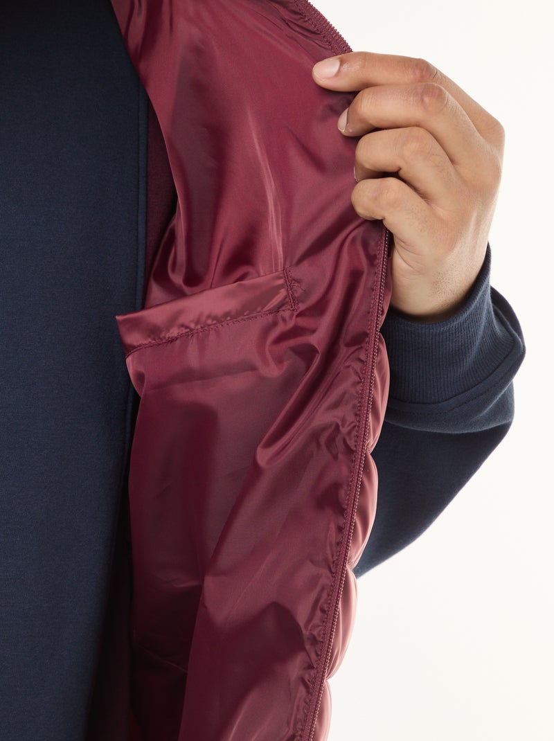 Mouwloos licht donsjas met opstaande kraag Rood - Kiabi