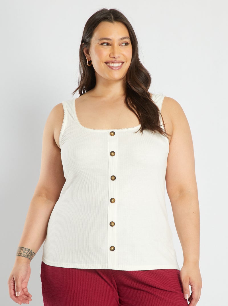 Mouwloos shirt met knoopjes WIT - Kiabi