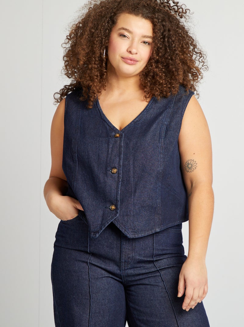 Mouwloos spijkerjasje BLAUW - Kiabi