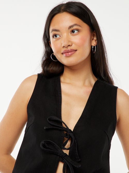 Mouwloos spijkervestje met striksluiting - Kiabi