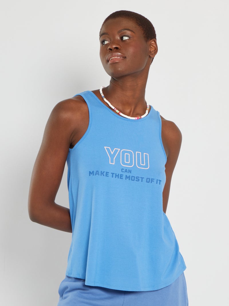 Mouwloos sportshirt BLAUW - Kiabi