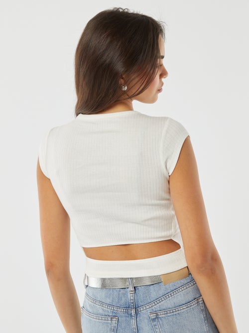 Mouwloos T-shirt met opengewerkt detail onderaan het rugpand - Kiabi