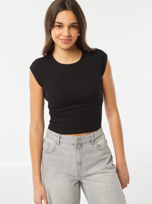 Mouwloos T-shirt met opengewerkt detail onderaan het rugpand - Kiabi