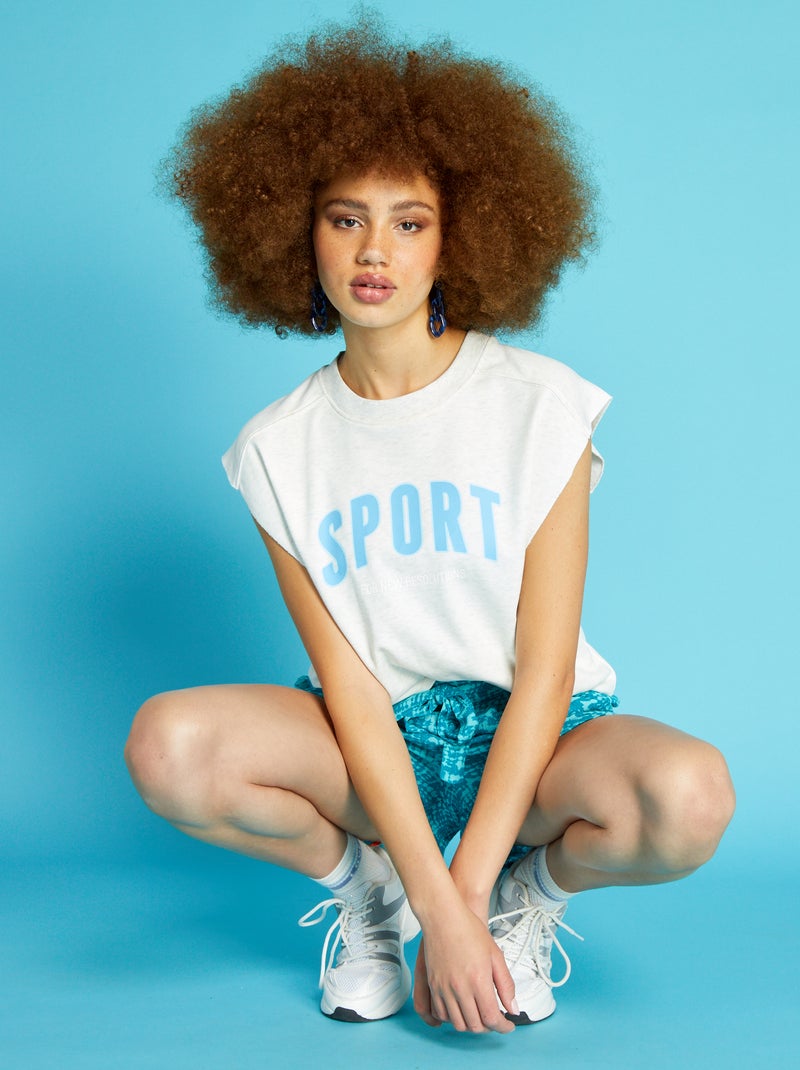 Mouwloos T-shirt met print GRIJS - Kiabi