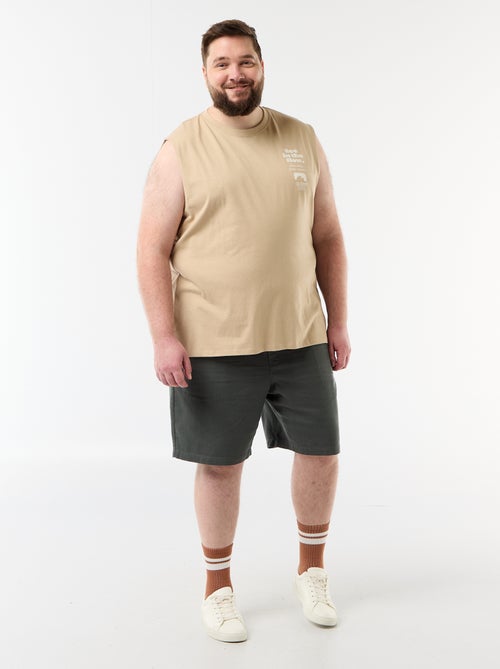 Mouwloos T-shirt van bedrukt katoen - Kiabi