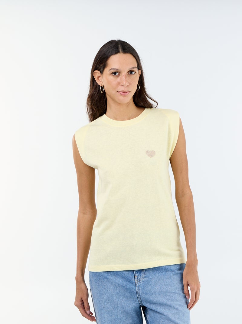 Mouwloos T-shirt van jerseytricot Geel - Kiabi