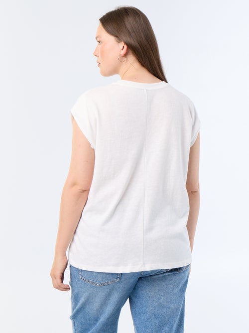 Mouwloos T-shirt van jerseytricot met klein borstborduurwerk - Kiabi