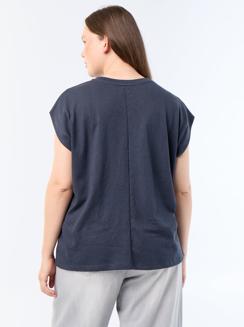 Mouwloos T-shirt van jerseytricot met klein borstborduurwerk Blauw - Kiabi