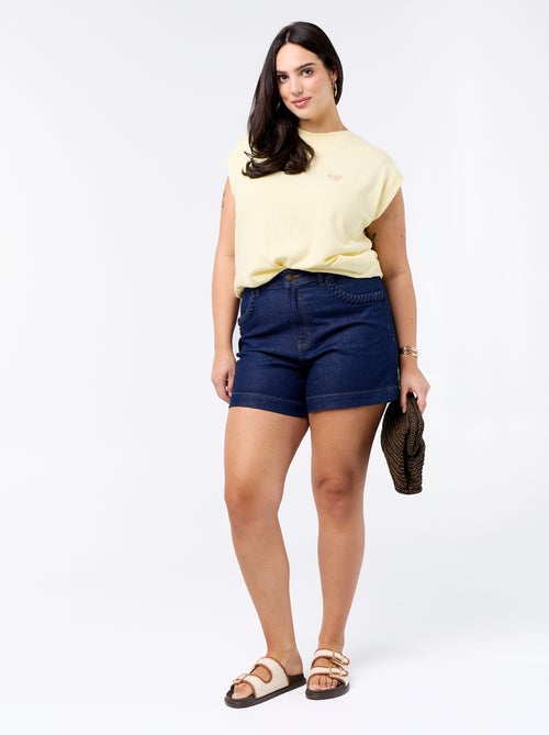 Mouwloos T-shirt van jerseytricot met klein borstborduurwerk - Kiabi