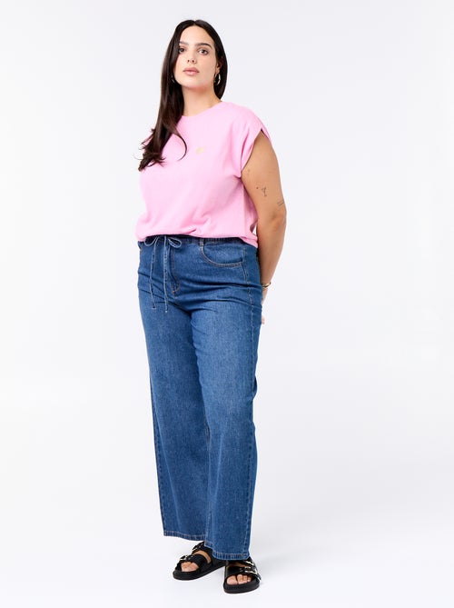 Mouwloos T-shirt van jerseytricot met klein borstborduurwerk - Kiabi