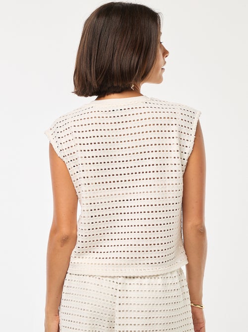 Mouwloos T-shirt van opengewerkt haakwerk - Kiabi