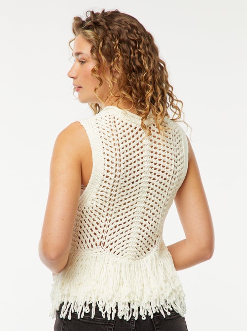 Mouwloos truitje met franjes - Kiabi