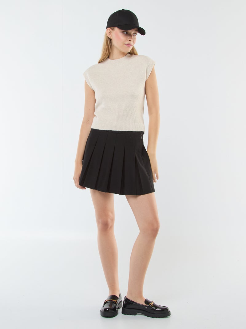 Mouwloos truitje van warm tricot Biege - Kiabi