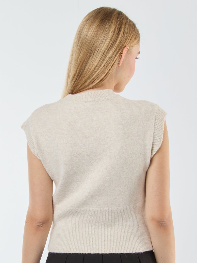 Mouwloos truitje van warm tricot Biege - Kiabi