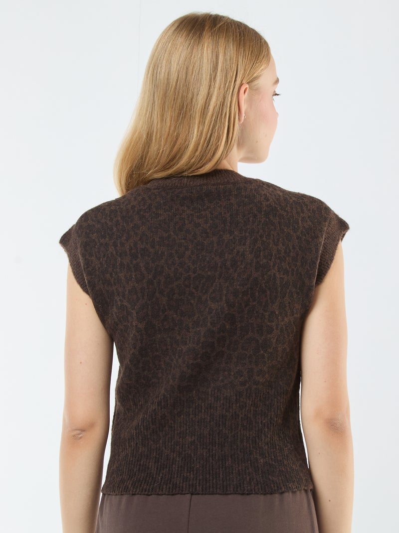 Mouwloos truitje van warm tricot Bruin - Kiabi
