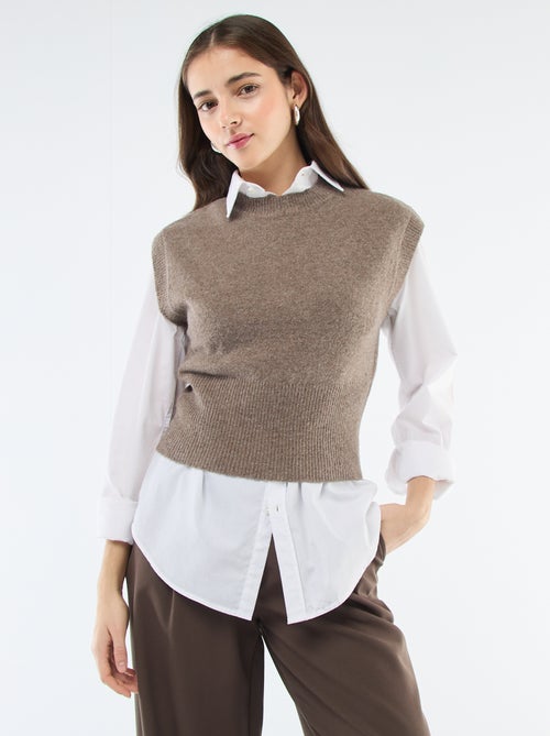 Mouwloos truitje van warm tricot - Kiabi
