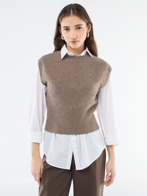 Mouwloos truitje van warm tricot - Kiabi