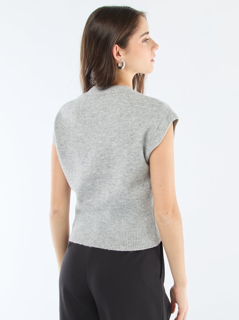 Mouwloos truitje van warm tricot Grijs - Kiabi