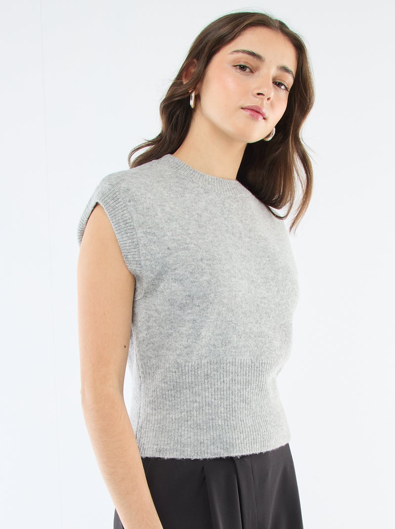 Mouwloos truitje van warm tricot Grijs - Kiabi
