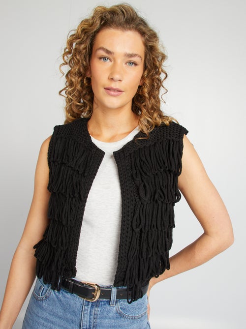 Mouwloos vest met franjes - Kiabi