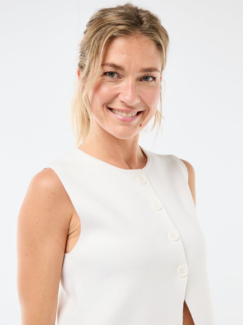 Mouwloos vest met ronde hals Wit - Kiabi