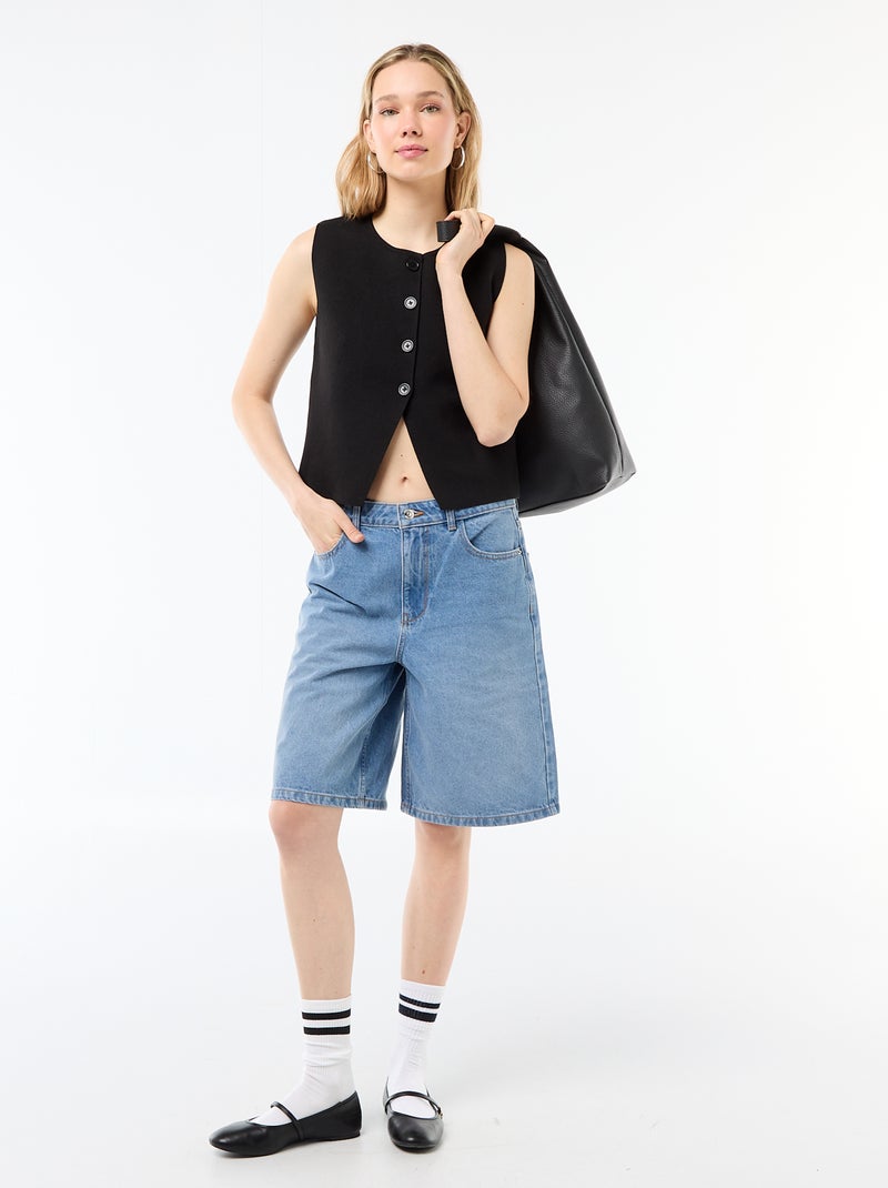 Mouwloos vest met ronde hals Zwart - Kiabi