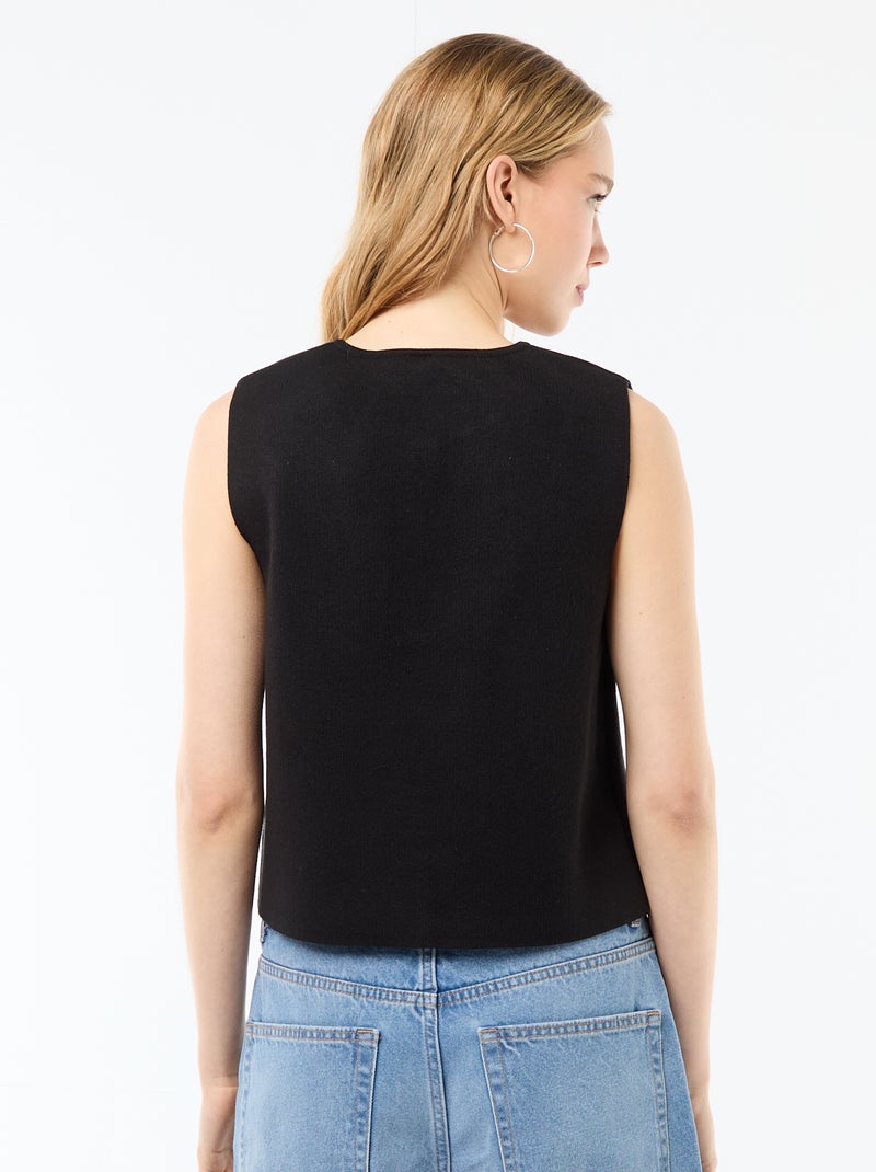 Mouwloos vest met ronde hals Zwart - Kiabi