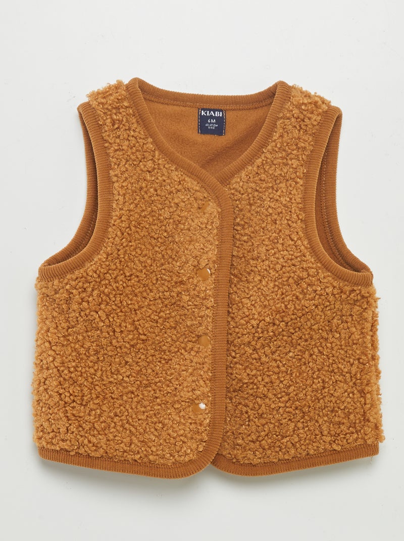 Mouwloos vest met schapenvacht effect BRUIN - Kiabi