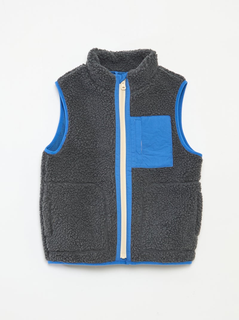 Mouwloos vest met schapenvachteffect Grijs - Kiabi