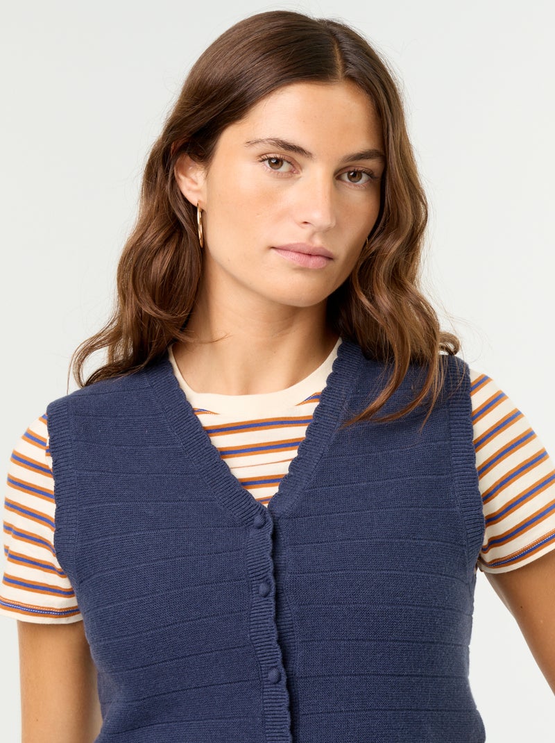 Mouwloos vest met V-hals Blauw - Kiabi