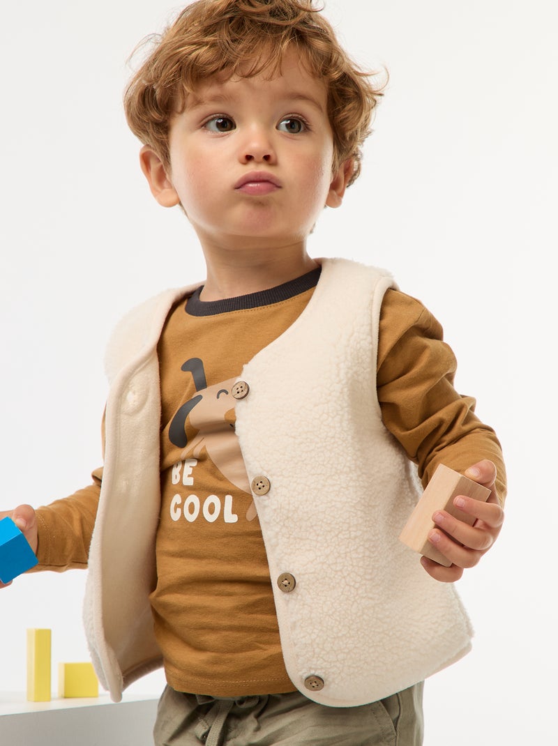Mouwloos vest van imitatieschapenvacht Wit - Kiabi