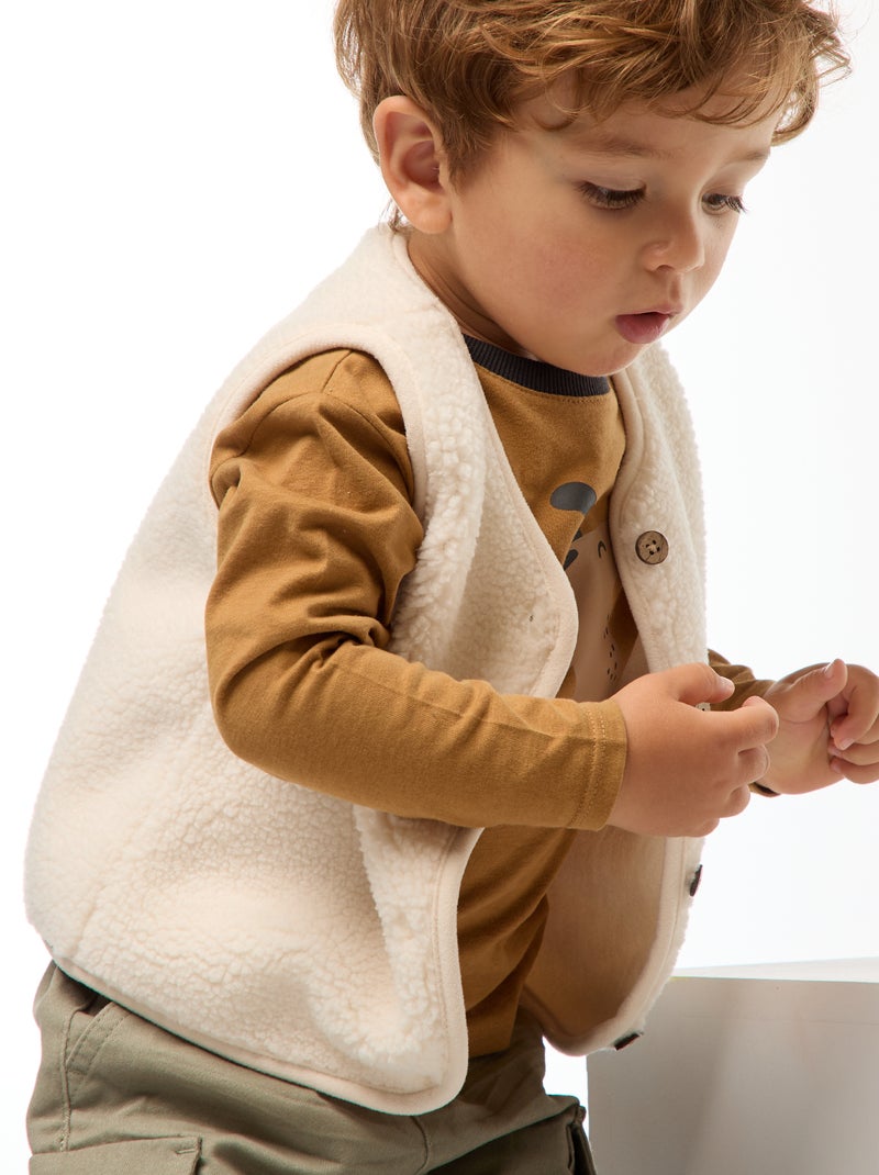Mouwloos vest van imitatieschapenvacht Wit - Kiabi