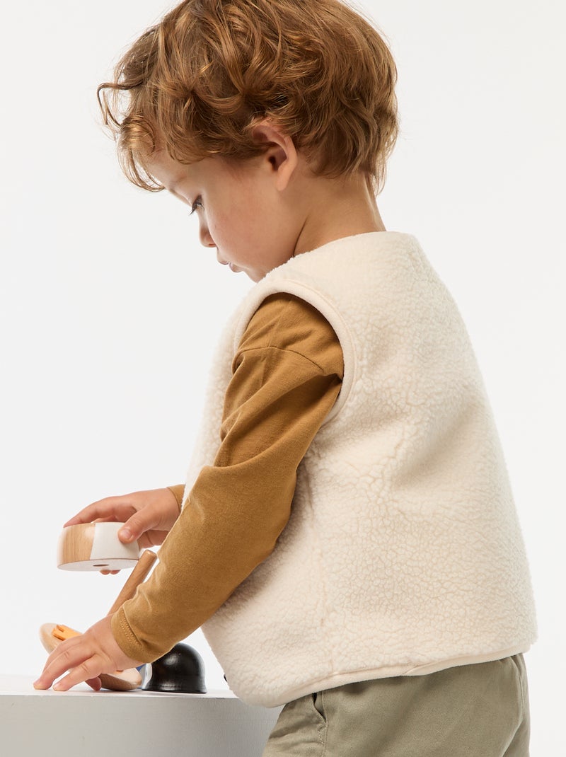 Mouwloos vest van imitatieschapenvacht Wit - Kiabi