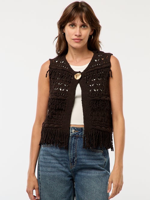 Mouwloos vestje met franjes - Kiabi