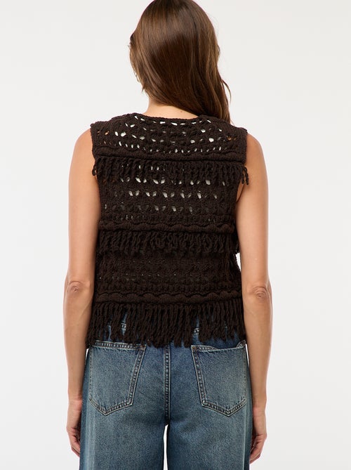 Mouwloos vestje met franjes - Kiabi