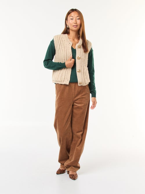 Mouwloos vestje met knopen met gehamerd siereffect - Kiabi