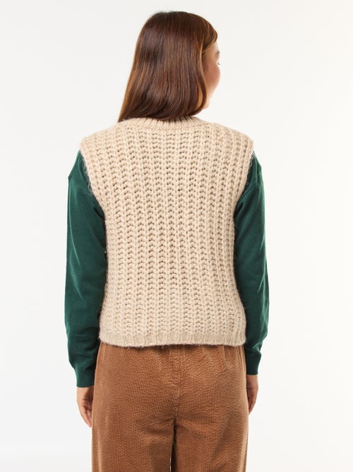 Mouwloos vestje met knopen met gehamerd siereffect - Kiabi