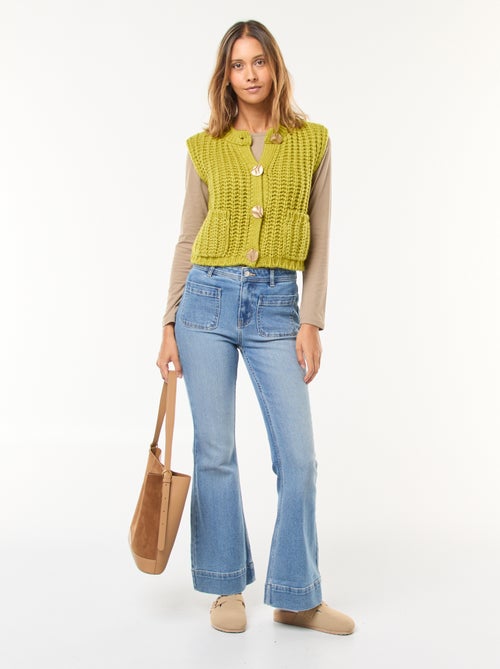 Mouwloos vestje met knopen met gehamerd siereffect - Kiabi