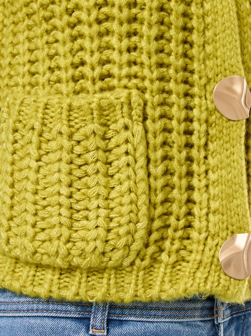 Mouwloos vestje met knopen met gehamerd siereffect Groen - Kiabi