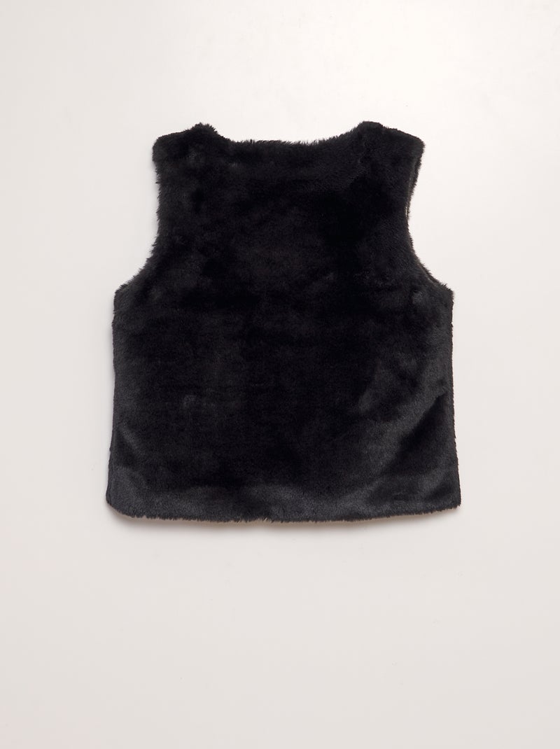 Mouwloos vestje van imitatiebont ZWART - Kiabi