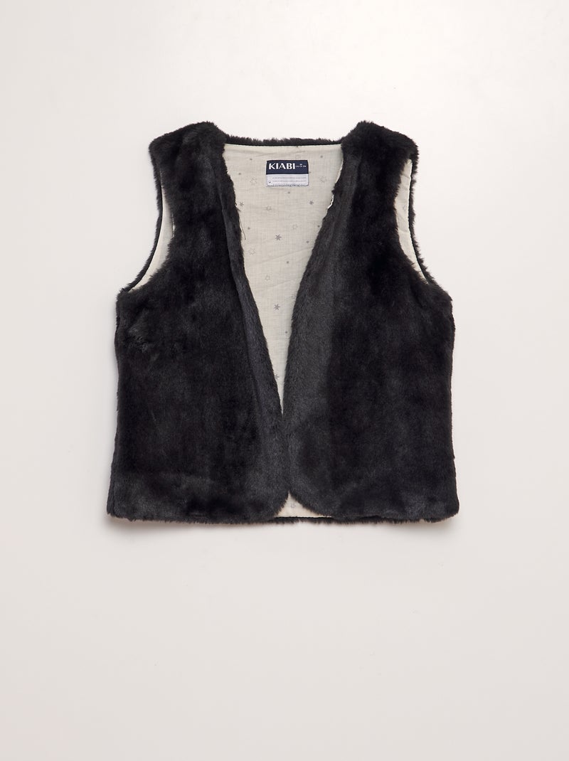 Mouwloos vestje van imitatiebont ZWART - Kiabi