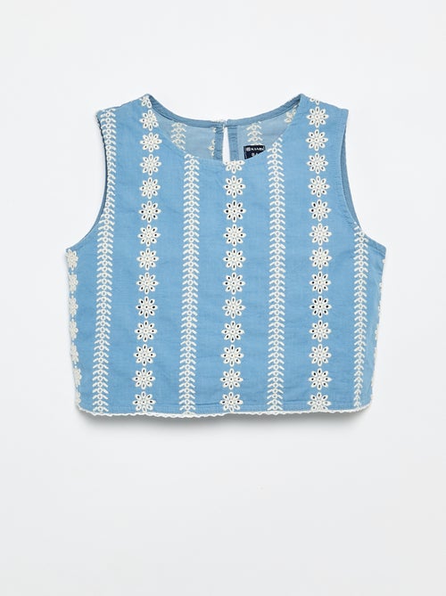 Mouwloze blouse met all-over geborduurde motieven - Kiabi